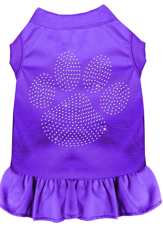 Rhinestone Clear Paw Dress Purple XS